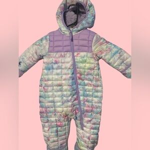 Pastel Tie-Dye Quilted Hooded Baby Snowsuit - Lavender Accents